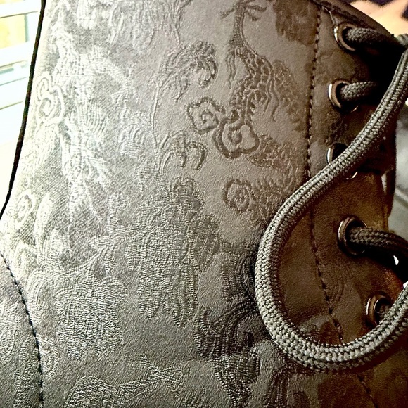 SHEIN Black Floral Lace-Up Combat Boots - Picture 5 of 7